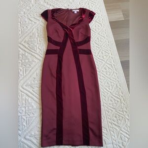 Red with Velvet Detail Sheath Hourglass Dress